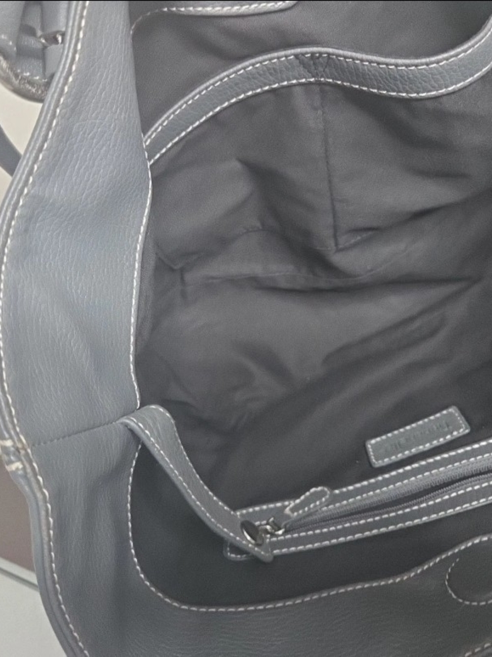Tignanello Pebbled Leather Shoulder Tote in Slate Blue - Picture 11 of 16
